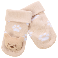 44B1027: Baby 1 Pair Novelty Teddy Socks With Rattle (0-12 Months)